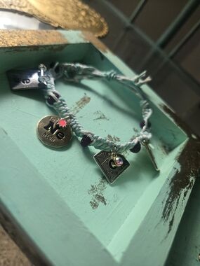 Braided Aqua and White Periodic Table Charm Bracelet